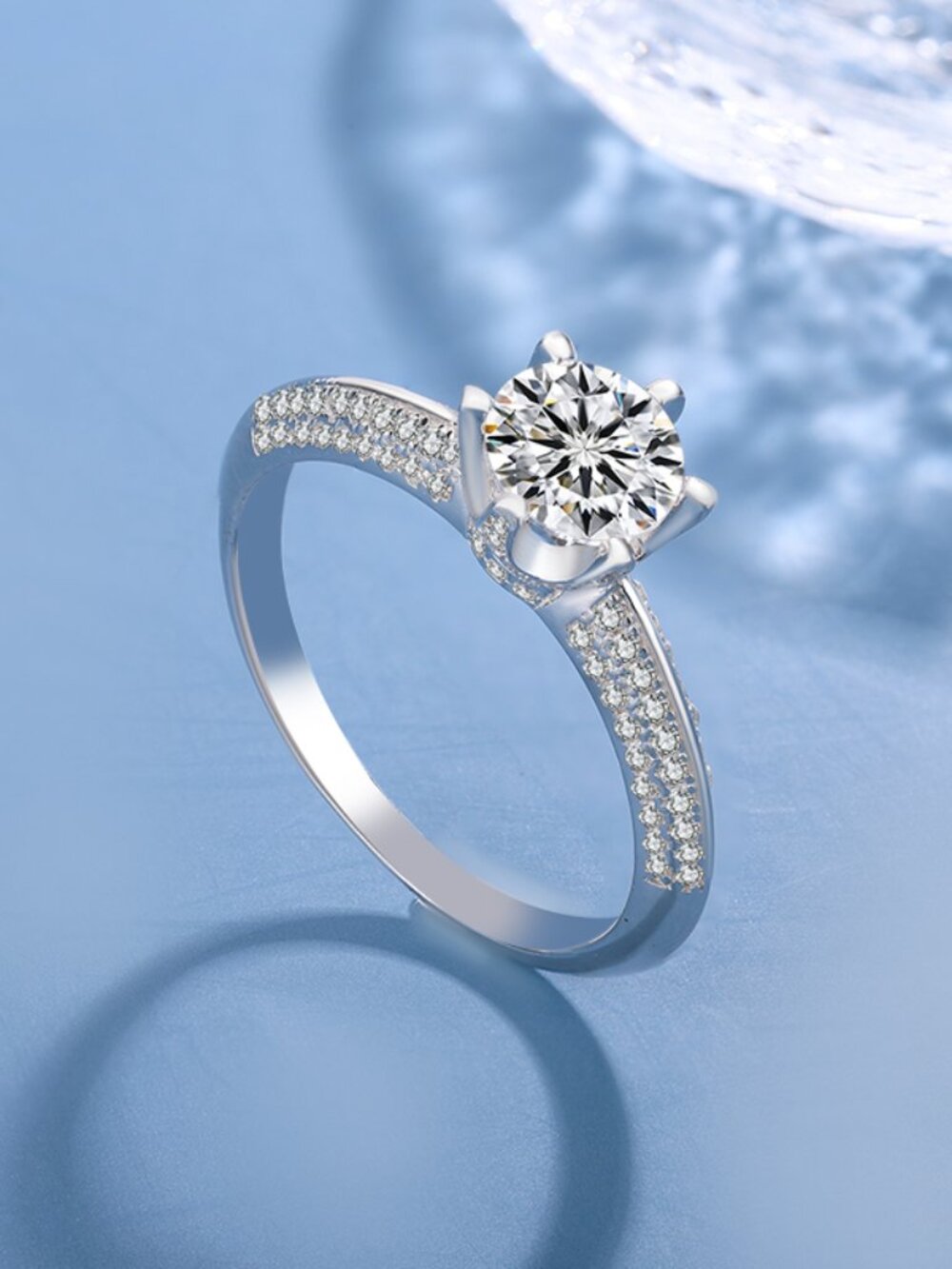 6 Size 1 Ct - 925 Sterling Silver Dainty Ring, Moissanite, GRA Certified MR008